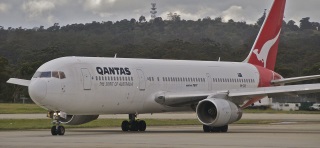 Qantas Boeing 767-300ER airliner on the tarmac at Melbourne Airport